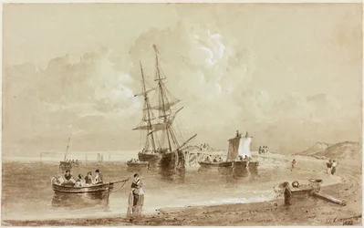 Budle Bay, Northumberland (bläck (sepia) på papper)